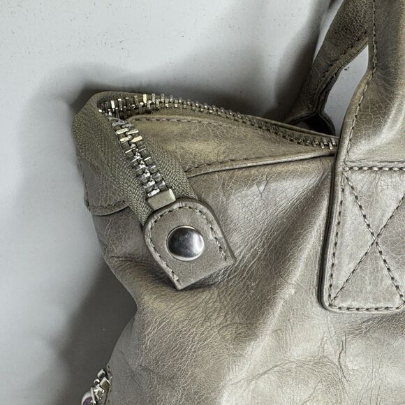 Hobo The Original Gray Leather Shoulder Handbag Purse Tote Double Strap Handle - Picture 4 of 12